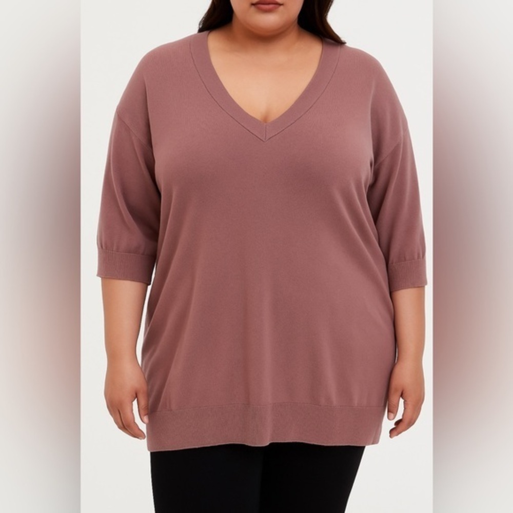 Torrid 3 Lavender Knit Sweater 3/4 sleeve